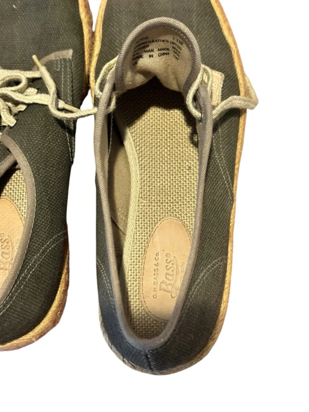 Canvas Espadrille Sneakers in Olive Green Size 11